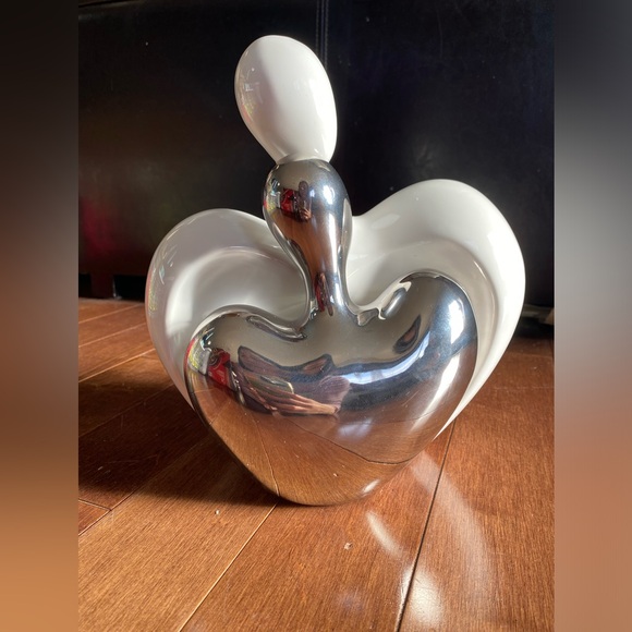 Hugging Couple Ceramic Sculpture,Silver Home Decor,Passionate Love Statue - Picture 2 of 8